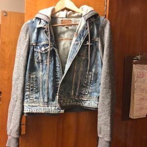 American Eagle jean jacket with hoodie